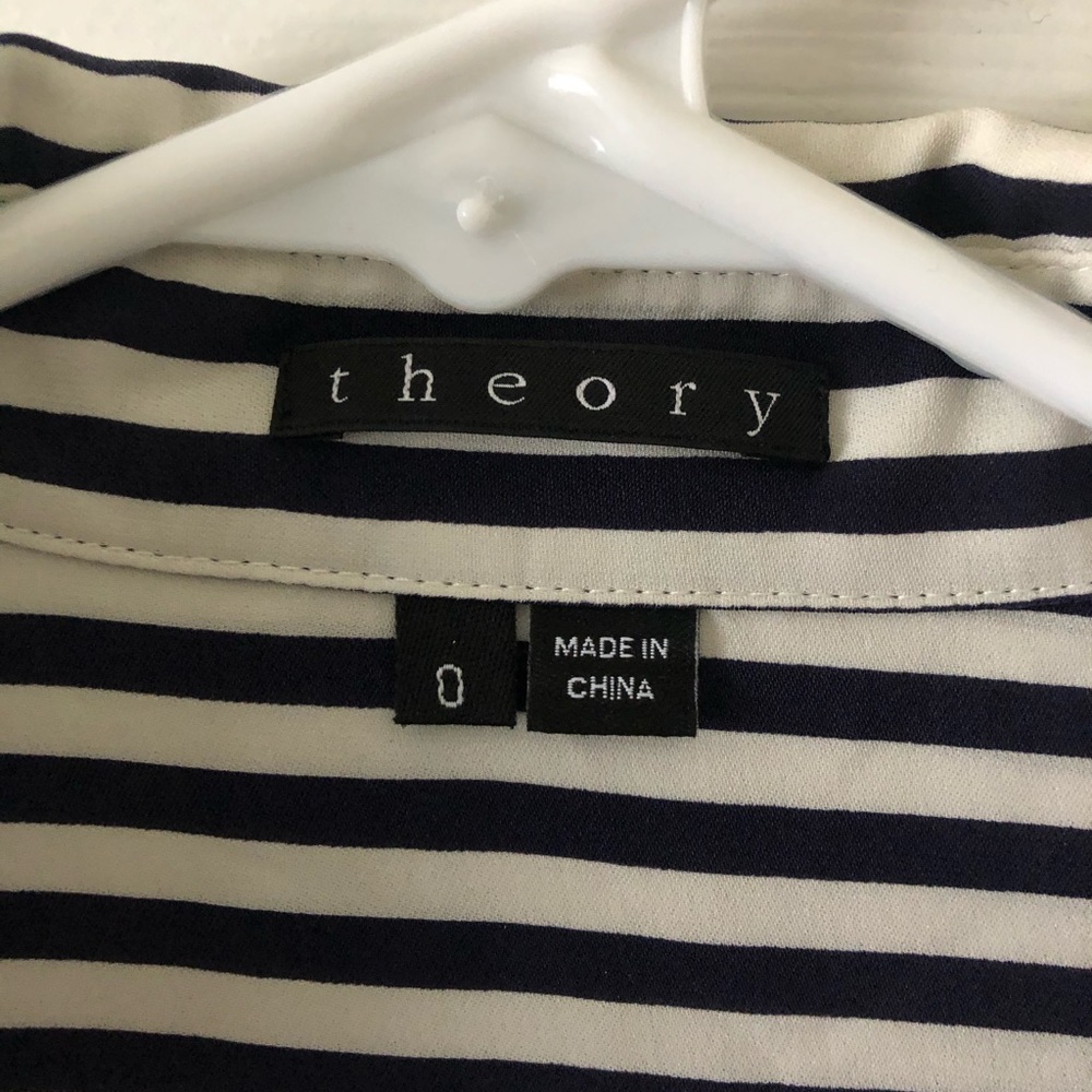 Theory Silk Stripe Button Down Shirt Dress